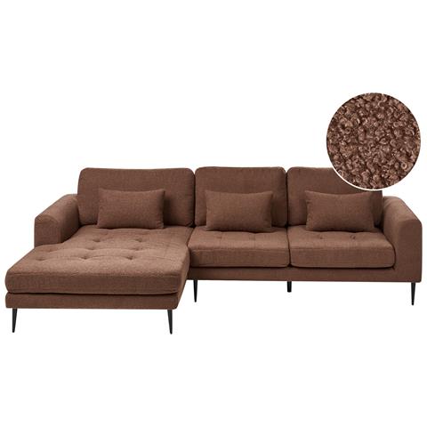 Divano Angolare 3 Posti Flam Bouclé Marrone Lato Destro - Foto 2