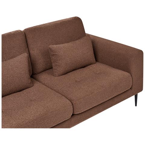 Divano Angolare 3 Posti Flam Bouclé Marrone Lato Destro - Foto 6