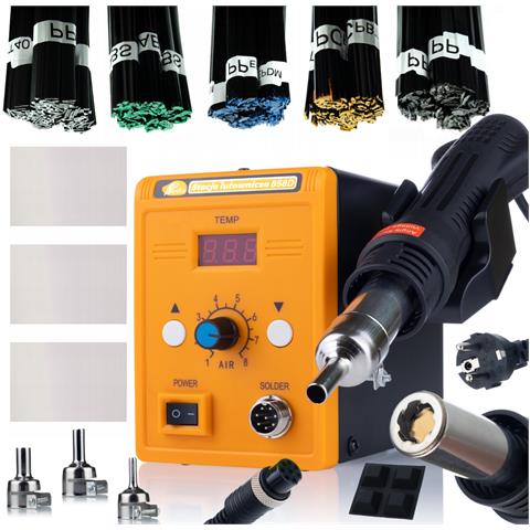 Saldatrice Per Plastica 858d Set - 700w, 3 Ugelli, 500g Lega | Regolazione Temperatura 100-500°c | Riparazione Professionale - Foto 1