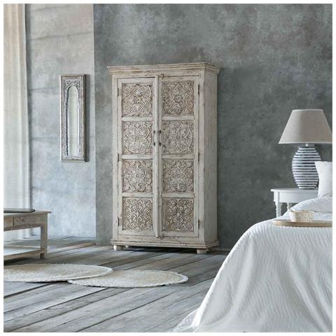 Armadio In Legno Intagliato Finitura Artigianale 96x40x167h Cm - Foto 2