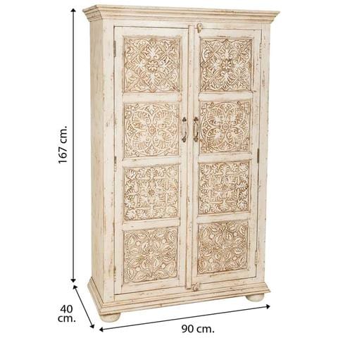 Armadio In Legno Intagliato Finitura Artigianale 96x40x167h Cm - Foto 6