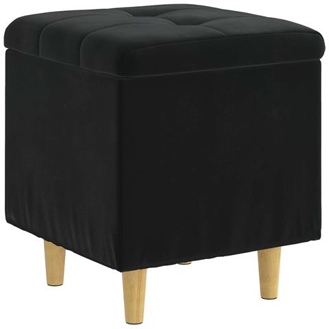 Pouf contenitore con cuscino Nero 40 x 40 x 45 cm Velluto - Foto 1