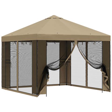 Gazebo da giardino con pareti laterali 3 x 3 m Beige - Foto 1
