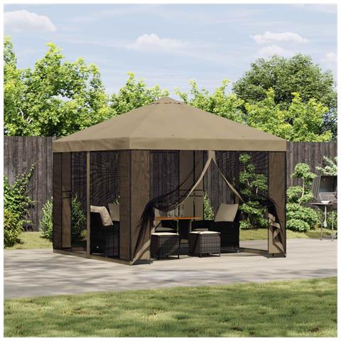 Gazebo da giardino con pareti laterali 3 x 3 m Beige - Foto 2