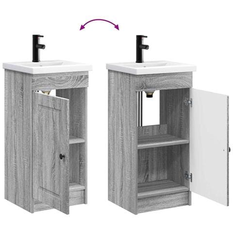 Mobile da bagno con lavabo Sonoma grigio 42 x 40 x 84,5 cm - Foto 9