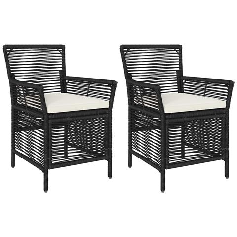 Sedia da esterno con cuscino 2 pcs Nero e Crema polyrattan - Foto 1