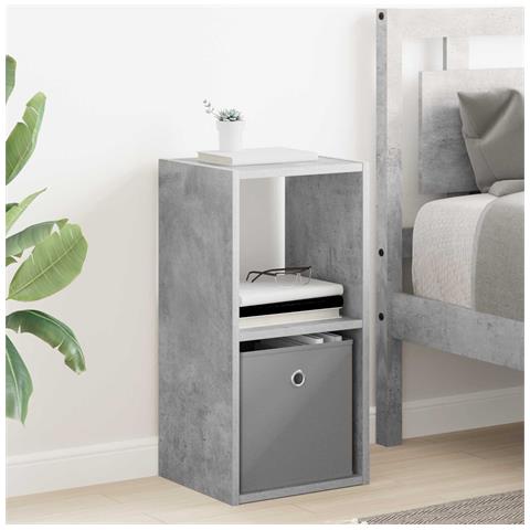 Comodino Grigio cemento 30,5 x 27 x 59,5 cm Legno multistrato - Foto 2