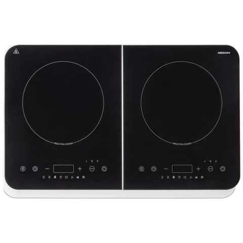 MD 18493 Nero, Bianco Superficie piana 60 cm Piano cottura a induzione 2 Fornello (i) - Foto 1