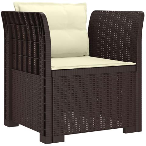 Poltrona a 1 Posto con Cuscini Aspetto Rattan PP Marrone - Foto 1