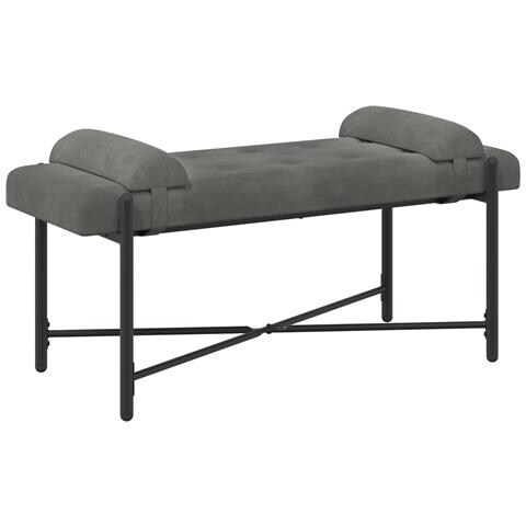 Panchina con bottoni e cuscini Grigio Scuro 110 x 40 x 46 cm - Foto 1