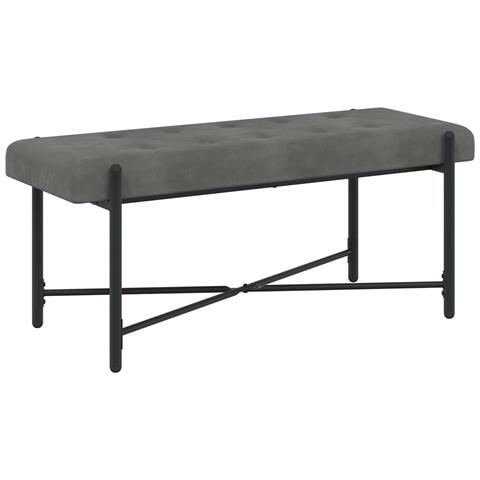 Panchina con bottoni e cuscini Grigio Scuro 110 x 40 x 46 cm - Foto 2