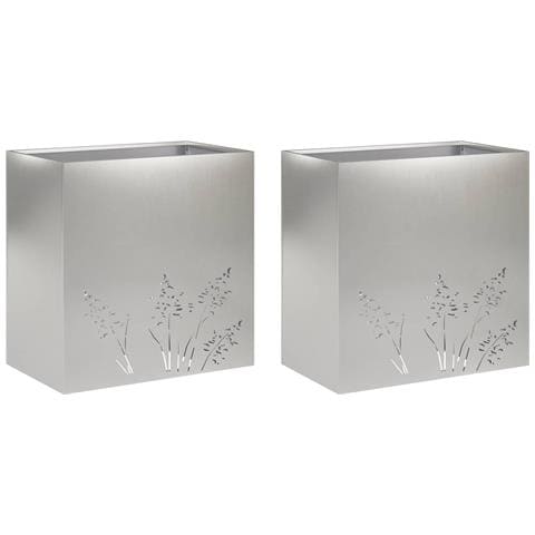Vaso da giardino 2 pz Argento 50 x 30 x 49 cm Acciaio Inox - Foto 1