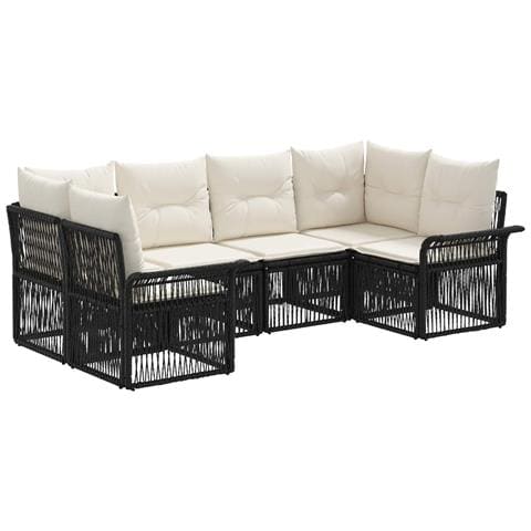 Set Divano da Giardino 6 pz 6-Numero di posti Nero polyrattan - Foto 1