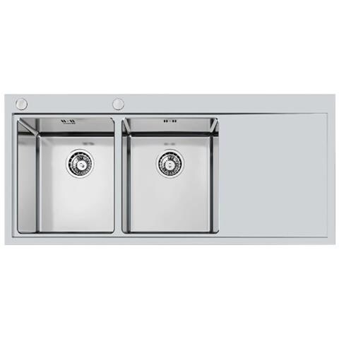 Lavello 1160x520 Mm Master 2 Vasche + Gocc. Dx Filotop Inox Spazzolato Cod. 1252 052 - 1252052 - Foto 2