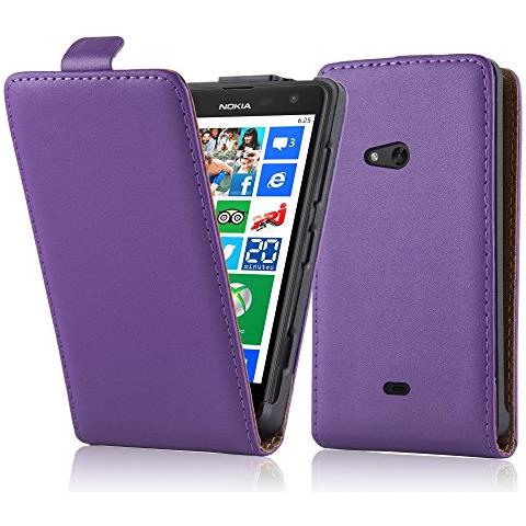 Nokia Lumia 625 Custodia Di Finta-pelle Flip Luscio In Lila Orchidea - Protezione In Stile Flip Di Similpelle Fine - Portafoglio Cover Case Wallet Book Etui Protezione - Foto 1