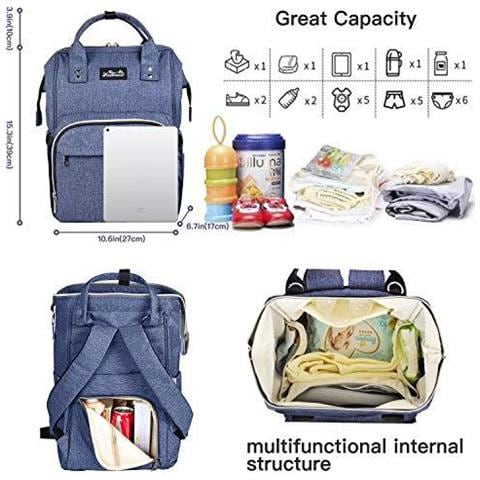 Fasciatoio Borsa Del Pannolino Del Bambino Sacchetto Del Pannolino Zaino Sacchetti Di Maternit Con I Pc 1 Cambio Dei Pannolini Pad E 2 Passeggino Cinghie Impermeabile Grande Capacit Di Mamma E Pap (blu) - Foto 2