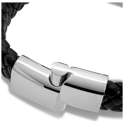 Bracciale in Pelle per Uomo ""Helix"" 20cm Argento - Foto 2