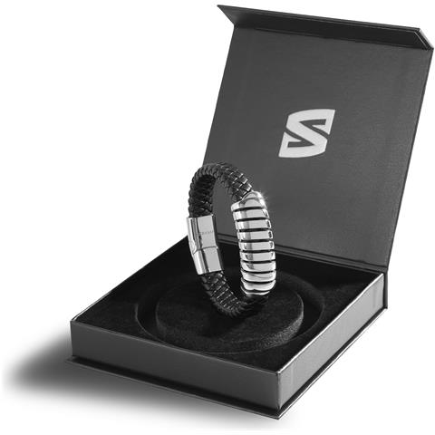 Bracciale in Pelle per Uomo ""Helix"" 20cm Argento - Foto 16