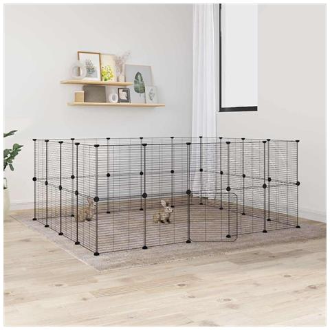 Gabbia Per Animali 36 Pannelli Con Porta Nera 35x35 Cm Acciaio - Foto 2