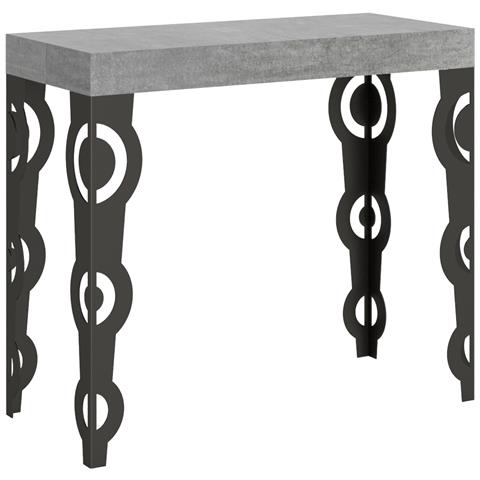 Consolle Allungabile 90x40/196 Cm Karamay Small Premium Telaio Antracite - Cemento - Foto 5