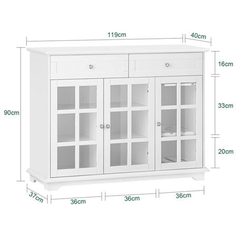 Mobile Da Cucina Isola Cucina Con Anta In Vetro Credenza Buffet Bianco Fsb77-w - Foto 2
