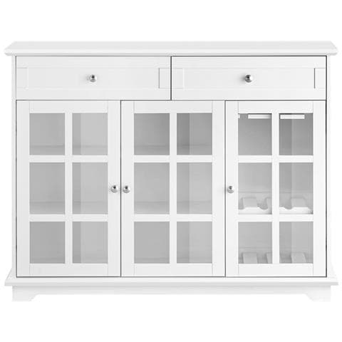 Mobile Da Cucina Isola Cucina Con Anta In Vetro Credenza Buffet Bianco Fsb77-w - Foto 1