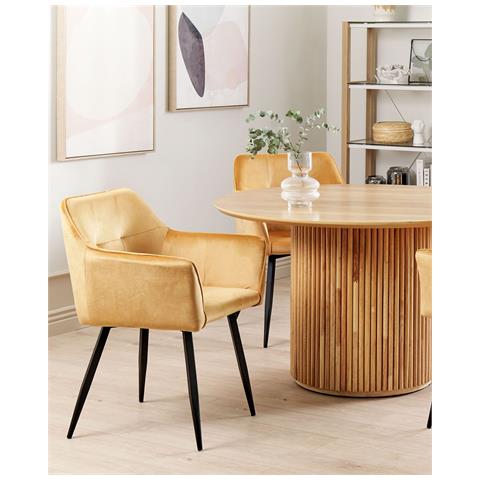 Set Di 2 Sedie Da Pranzo Velluto Giallo Jasmin - Foto 1