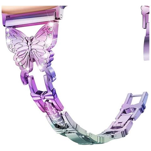 Cinturino Per Apple Watch 38/40/41mm In Acciaio Inossidabile Butterfly, Viola - Foto 4