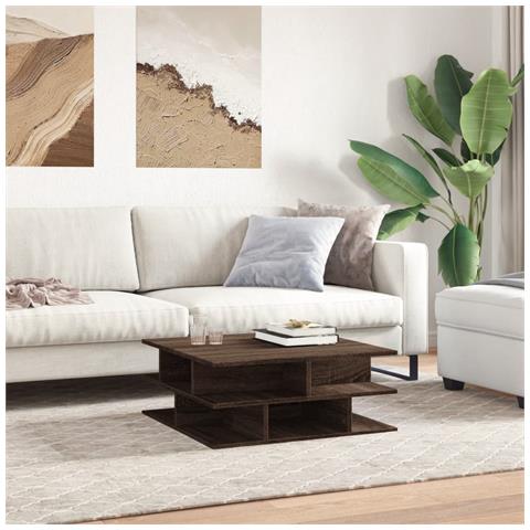 Tavolino Da Salotto Rovere Marrone 70x70x29cm Legno Multistrato - Foto 3
