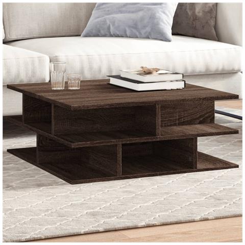 Tavolino Da Salotto Rovere Marrone 70x70x29cm Legno Multistrato - Foto 1