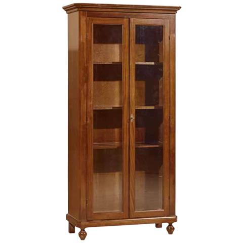 Vetrina 2 Porte In Legno Tinta Noce L. 145 X P. 50 H. 215 - Foto 1