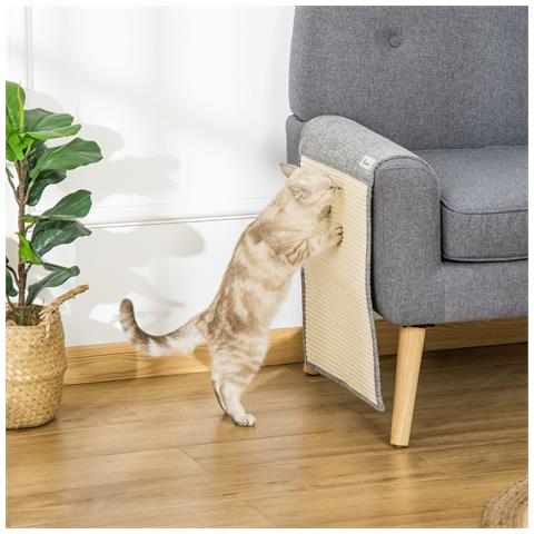 Set 2 Tiragraffi Per Gatti Da Divano In Sisal E Poliestere, 130x45cm - Grigio - Foto 1