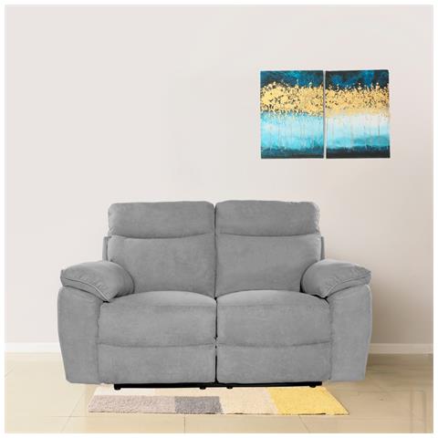 Divano Recliner Boston 2 Posti Elettrico In Tessuto Giulia 9713 Grigio - Foto 1