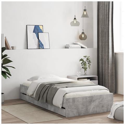 Giroletto Cassetti Grigio Cemento 90x190 Cm Legno Multistrato - Foto 1