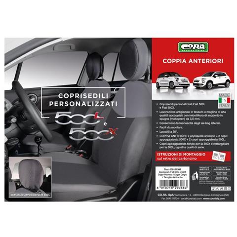 Coprisedili Anteriori Personalizzati Fiat 500x E 500l Tess. Antracite/grigio Piombo - Foto 3