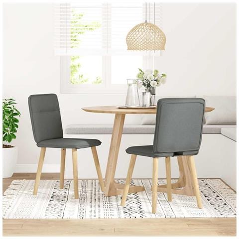 Sedie Da Pranzo 2 Pz Grigio Scuro In Tessuto - Foto 2