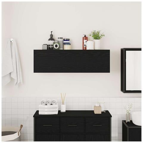 Mobile Da Bagno A Parete Nero 100x25x30 Cm In Truciolato - Foto 3