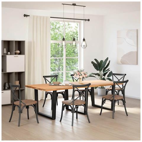 Gambe Per Tavolo Da Pranzo A V 3pz Nero 100x(72-73,3)cm Acciaio - Foto 2