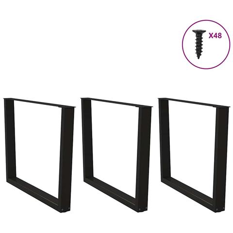 Gambe Per Tavolo Da Pranzo A V 3pz Nero 100x(72-73,3)cm Acciaio - Foto 3