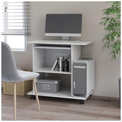 Scrivania Ad Angolo Bianca 80x50x75 Cm In Legno Multistrato - Foto 7