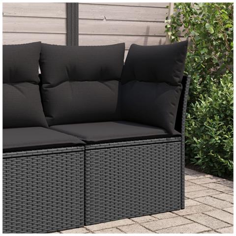 Divano Angolare Da Giardino Con Cuscini Nero In Polyrattan - Foto 8