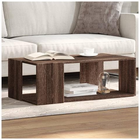 Lusso Casadino -  Tavolino Salotto Rovere Marrone 89,5x48x30 Cm Legno Multistrato - Foto 8