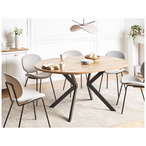 Tavolo Da Pranzo Estensibile Carlea Marrone Chiaro 120/160 Cm 120 Cm - Foto 1
