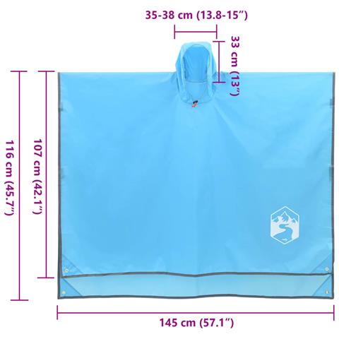Poncho Antipioggia con Cappuccio Design 2 in 1 Blu 223x145 cm - Foto 9