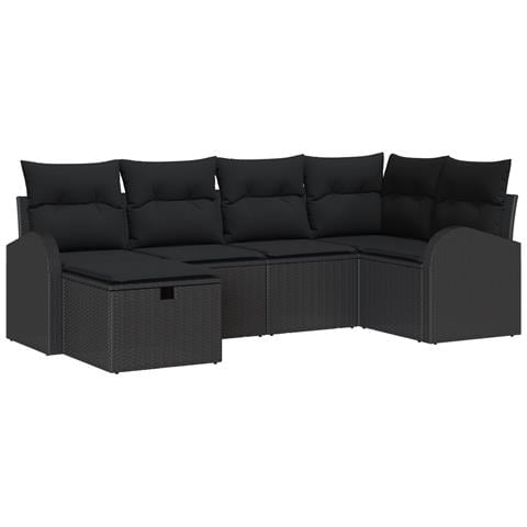 Set di Divani da Giardino con Cuscini Nero Polyrattan - Foto 1