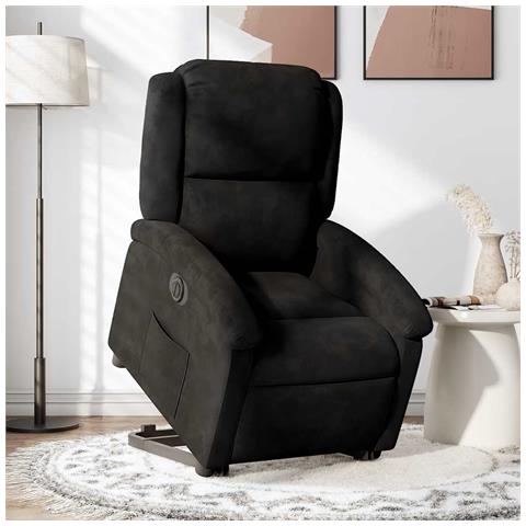 Poltrona Alzapersona Reclinabile Elettrica Nera in Velluto - Foto 2