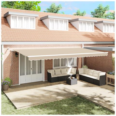 Tenda Retrattile Automatica  con LED Beige 600x300 cm, Tessuto di Ricambio per Tenda  per Telaio 6x3 m Beige - Foto 2