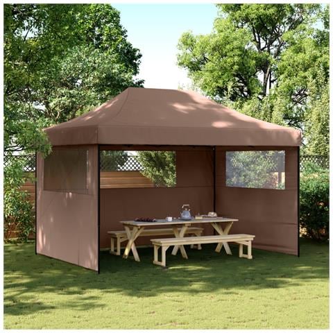 Tendone per Feste Pieghevole Pop-Up con 3 Pareti Marrone - Foto 2