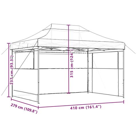 Tendone per Feste Pieghevole Pop-Up con 3 Pareti Marrone - Foto 9