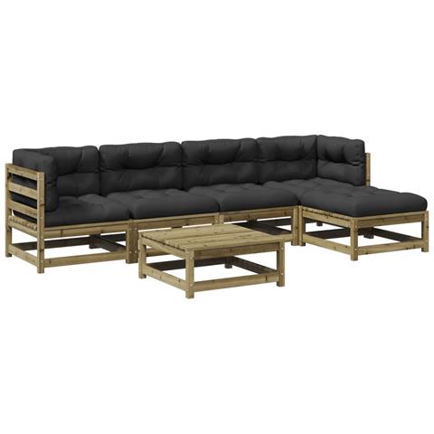 Set Divani da Giardino 6pz con Cuscini Legno Impregnato di Pino - Foto 1